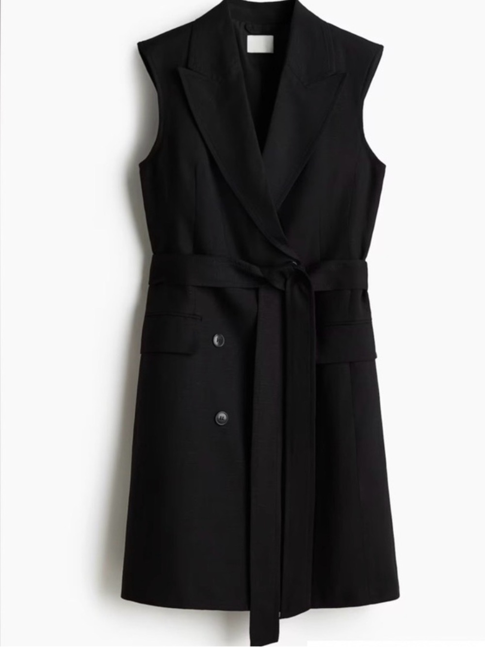 H&M Black Sleeveless Belted Blazer Dress